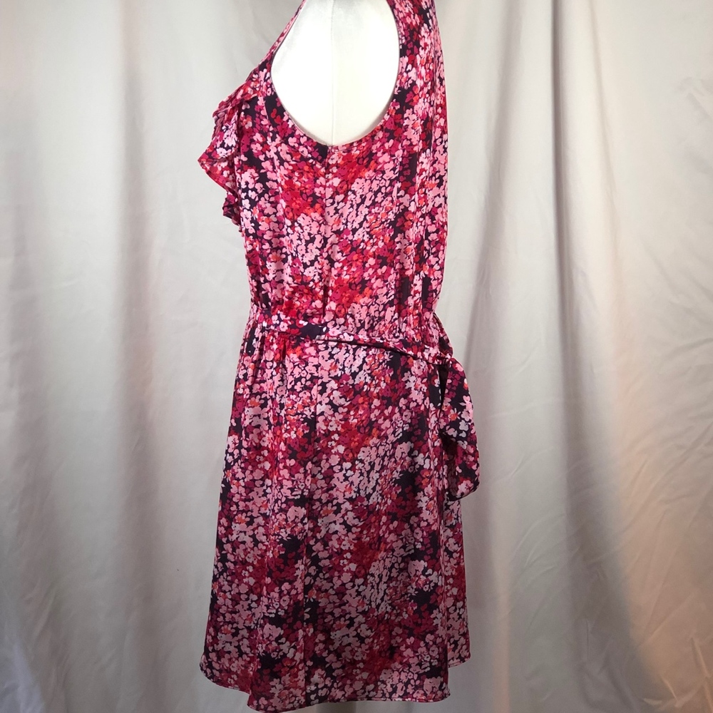 Floral Dress with Ruffle Collar Tie Waist - Picture 2 of 3